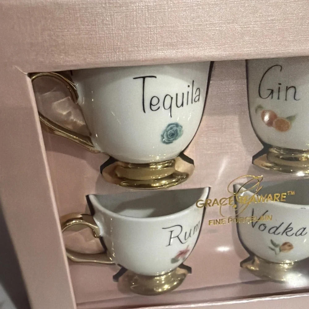 Tea Cup Shot Glasses- Set Of 4